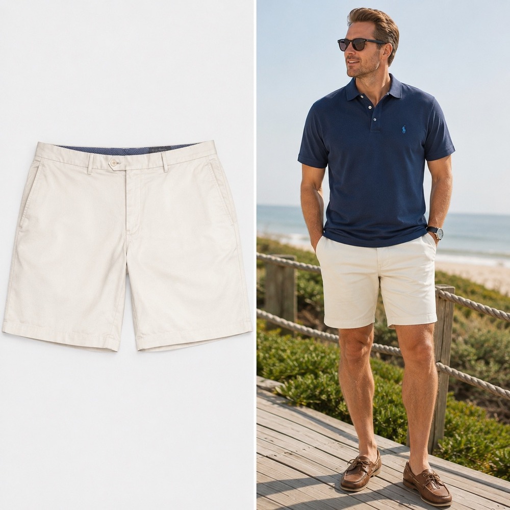 Daniel Cremieux Signature Collection Mens 38 Beige Cotton Linen Blend Shorts